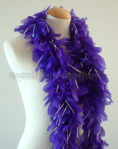 45 Grams Purple With Silver Tinsel Chandelle Feather Boa