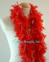 45 Grams Red With Silver Tinsel Chandelle Feather Boa