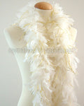 45 Grams White With Gold Tinsel Chandelle Feather Boa