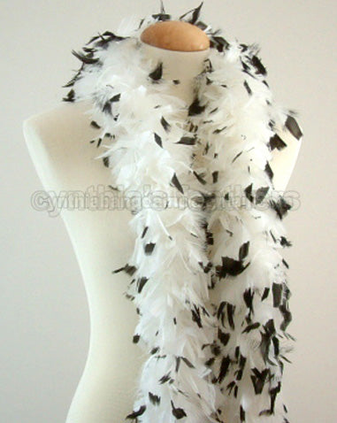 45 Grams White With Black Tips Chandelle Feather Boa