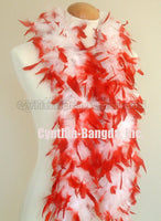45 Grams White With Red Tips Chandelle Feather Boa