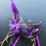 Venetian Mask, Purple  Venetian Ostrich Feather Masquerade Mask 5D7A SKU: 6E41