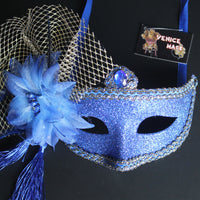 Venetian Mask, Blue  Floral Venetian  Masquerade Mask 5E3A SKU: 6E51