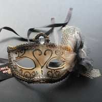 Venetian Mask, Black Venetian Floral Masquerade Mask 5M2A SKU: 6E52