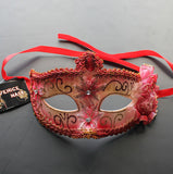 Venetian Mask, Red Venetian Floral Masquerade Mask 5P1A SKU: 6E62