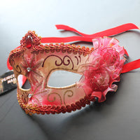 Venetian Mask, Red Venetian Floral Masquerade Mask 5P1A SKU: 6E62