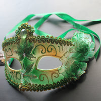 Venetian Mask, Green Venetian Floral Masquerade Mask 5P4A SKU: 6D12