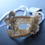 Venetian Mask, White  Venetian Floral Masquerade Mask 5P6B SKU: 6D21
