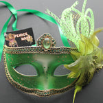 Venetian Mask, Lime Floral Venetian  Masquerade Mask 5Q4A SKU: 6D31