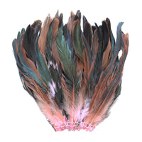 16 Grams (0.6 ozs) 6-8" Half Bronze Baby Pink Schlappen Coque Rooster Tail Feathers, ~100 pcs