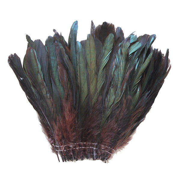16 Grams (0.6 ozs) 6-8" Half Bronze Brown Schlappen Coque Rooster Tail Feathers, ~100 pcs