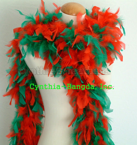 65 Grams Red/Green Mix Chandelle Feather Boa
