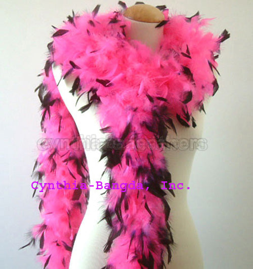 65 Grams Hot Pink with Black Tips Chandelle Feather Boa