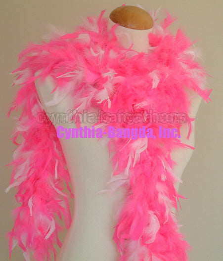 65 Grams White/Hot Pink Mix Chandelle Feather Boa
