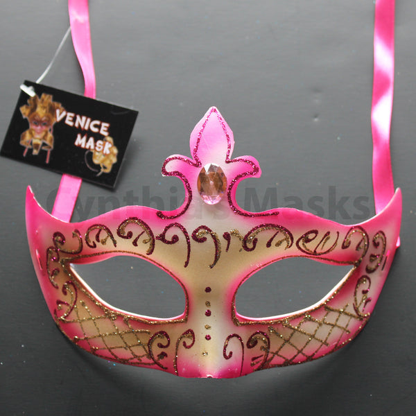 Venetian Mask, Hot Pink  Venetian  Masquerade Mask 6I9A  SKU: 6C11