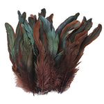 16 Grams (0.6 ozs) 8-10" Half Bronze Brown Schlappen Coque Rooster Tail Feathers, ~80 pcs
