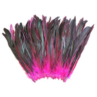 16 Grams (0.6 ozs) 8-10" Half Bronze Fuchsia Schlappen Coque Rooster Tail Feathers, ~80 pcs