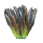 16 Grams (0.6 ozs) 8-10" Half Bronze Lime Green Schlappen Coque Rooster Tail Feathers, ~80 pcs