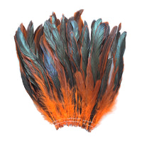 16 Grams (0.6 ozs) 8-10" Half Bronze Orange Schlappen Coque Rooster Tail Feathers, ~80 pcs