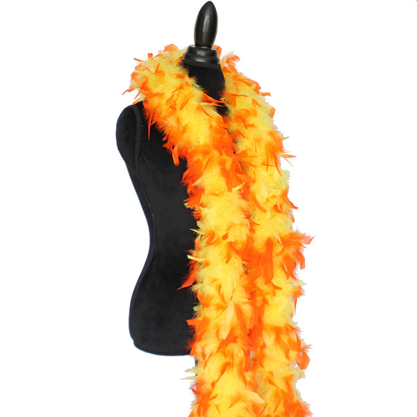 80 Grams Yellow With Orange Tips Chandelle Feather Boa