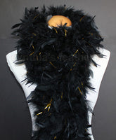 80 Grams Black With Gold Tinsel Chandelle Feather Boa