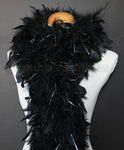 80 Grams Black With Silver Tinsel Chandelle Feather Boa