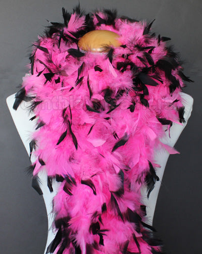 80 Grams Hot Pink With Black Tips Chandelle Feather Boa