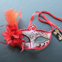 Floral Venetian Mask, Red  Venetian  Masquerade Mask 8G1B SKU: 6C32