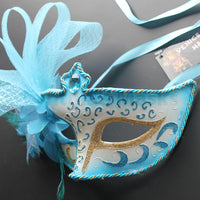 Venetian Mask, Aqua  Floral Venetian  Masquerade Mask 8G5A SKU: 6C41