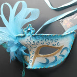 Venetian Mask, Aqua  Floral Venetian  Masquerade Mask 8G5A SKU: 6C41