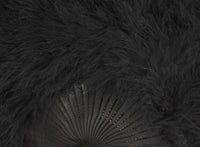 Feather Fan, Black Marabou Feather Fan 11" x 20"