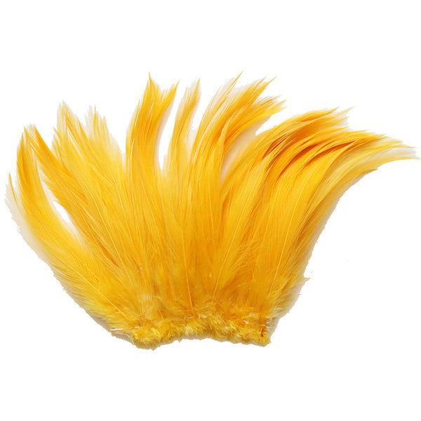 5-7" Gold Yellow Rooster Hackle Feathers for Crafting, Headpiece,  7.5 Grams