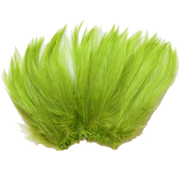 5-7" Lime Green Rooster Hackle Feathers for Crafting, Headpiece,  7.5 Grams