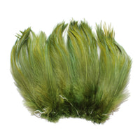5-7" Olive Rooster Hackle Feathers for Crafting, Headpiece,  7.5 Grams