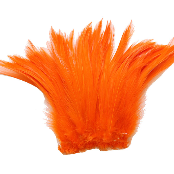 5-7" Orange Rooster Hackle Feathers for Crafting, Headpiece,  7.5 Grams