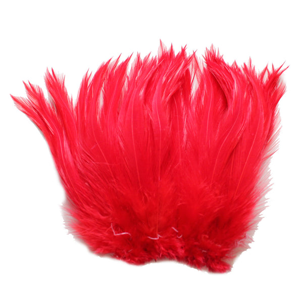 5-7" Red Rooster Hackle Feathers for Crafting, Headpiece,  7.5 Grams