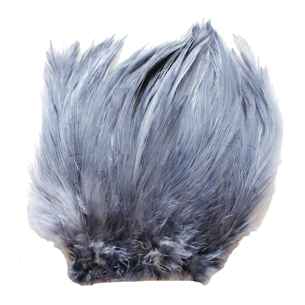 5-7" Silver Gray Rooster Hackle Feathers for Crafting, Headpiece,  7.5 Grams
