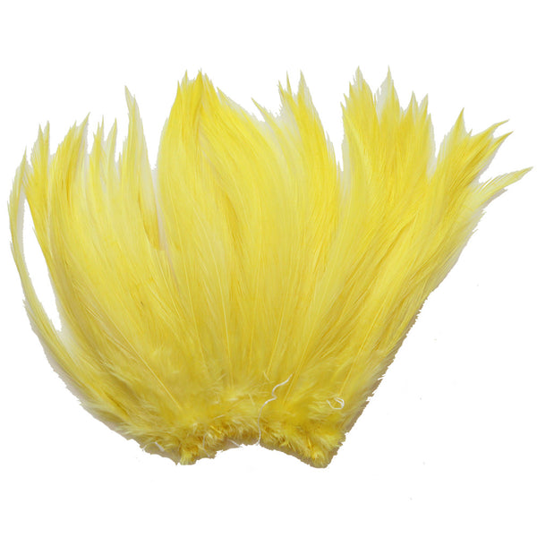 5-7" Yellow Rooster Hackle Feathers for Crafting, Headpiece,  7.5 Grams
