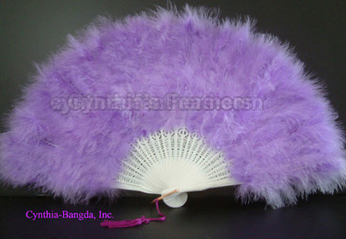 Feather Fan, Lavender Marabou Feather Fan 11" x 20"