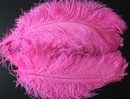 Ostrich Feather, Ten Piece 22-24" Hot Pink Ostrich Drab Plume Feather
