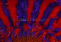 Feather Fan, Red/Purple Marabou Feather Fan 11" x 20"
