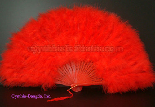 Feather Fan, Red Marabou Feather Fan 11" x 20"