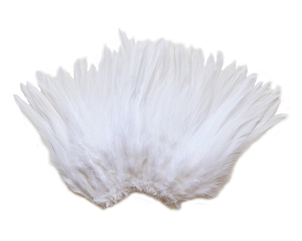 5-7" White Rooster Saddle Feathers for Crafting, Headpiece,  ~9g, 0.32Oz