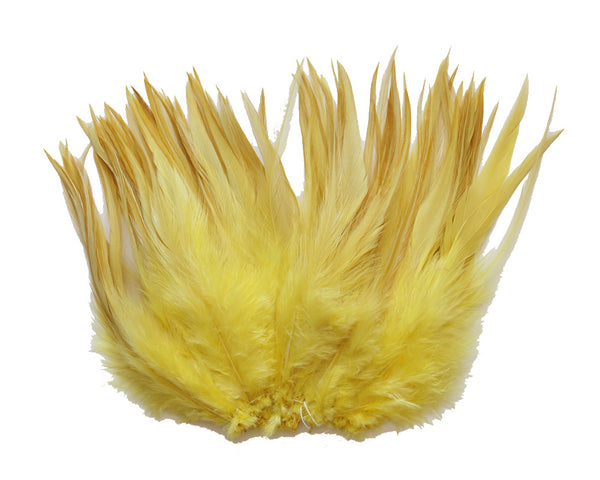 5-7" Yellow Rooster Saddle Feathers for Crafting, Headpiece,  ~9g, 0.32Oz